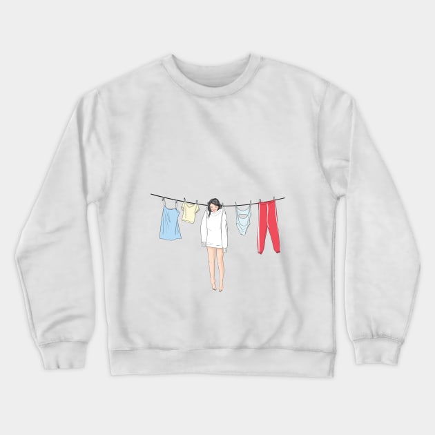 Both of them naughty play on the clothesline in the summer Crewneck Sweatshirt by Saudung